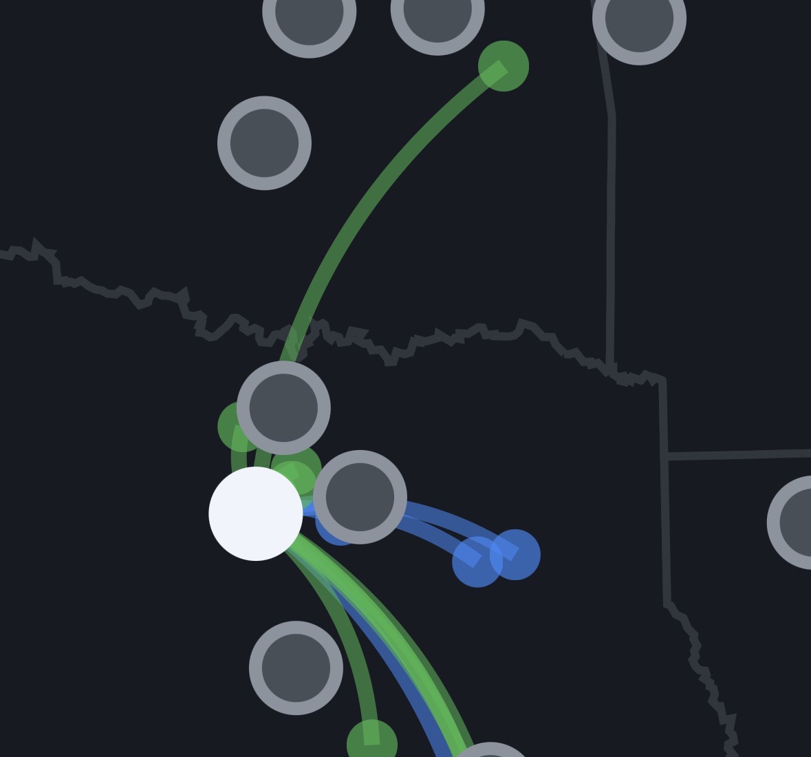 A U.S. map showing the home states of a team's recruiting class